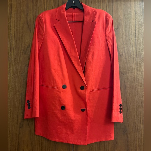 Theory Red Double-Breasted Blazer with Matching Shorts - Picture 12 of 16